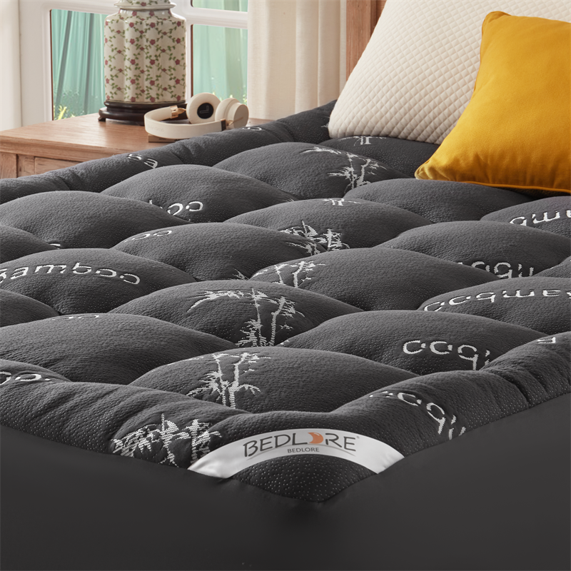 Bedlore 3D fill luxurious bamboo fabric mattress topper, gray