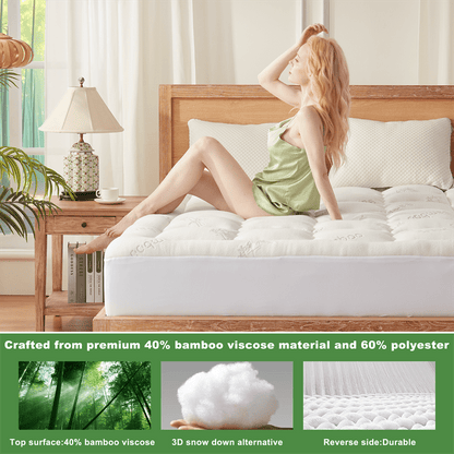 Bedlore® 3D Fill Luxurious Bamboo Mattress Topper, Soft and Cozy